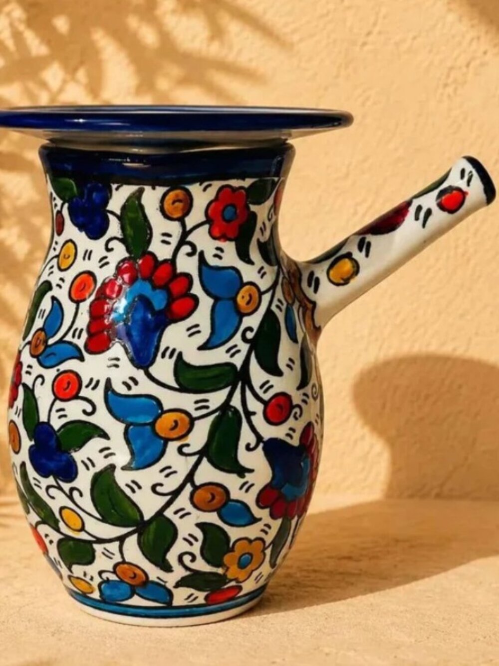 Handmade Palestinian Ceramic Coffee Pot with Lid – Arabic Coffee